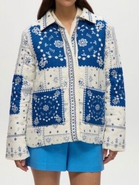 Caroline Constas Quilted Patchwork Print Jacket XS (but fits like M) NWT